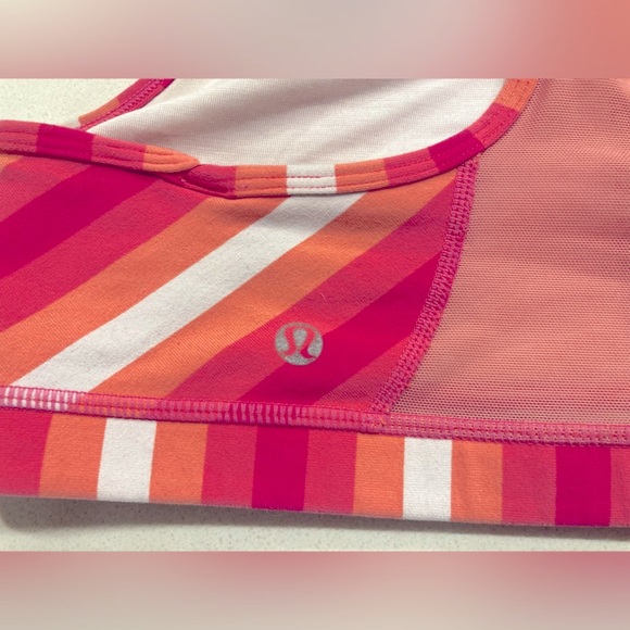 Lululemon flow Y bra size 6 striped pink, orange, white EUC - Picture 4 of 7